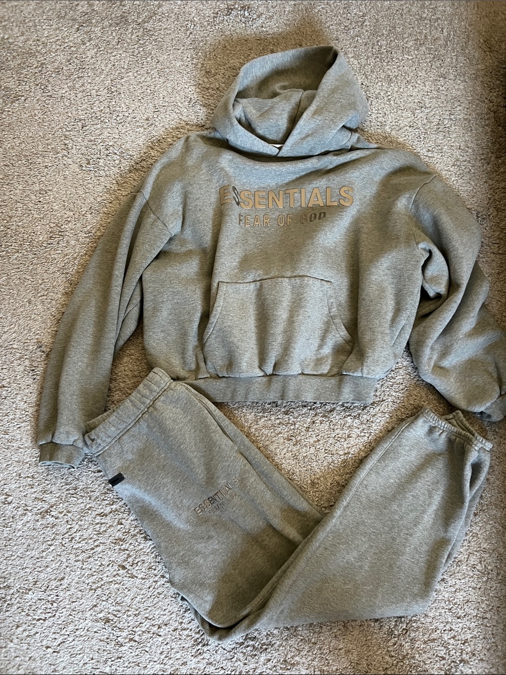 Fear of God Essentials Kids Grey Hoodie & Sweatpants Set Sz 12